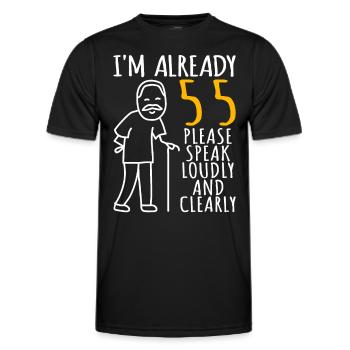 55 Birthday Man 55er 55ter I'm already 55 years - Men's Functional T-Shirt - black - Front - AI Model Male 178 dark (178cm)