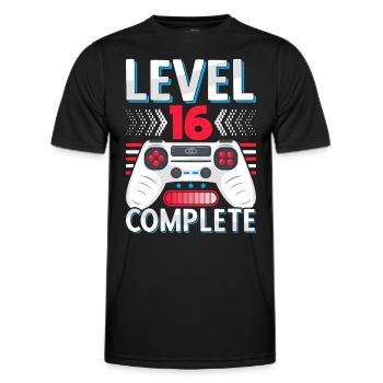 16 Wedding Anniversary Gift Man Woman Husband Wife - Men's Functional T-Shirt - black - Front - AI Model Male 178 dark (178cm)