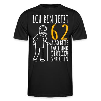 62. Geburtstag 62er 62ter Ich bin jetzt 62 Jahre - Männer Funktions-T-Shirt - Schwarz - Vorne - AI Model Male 178 dark (178cm)