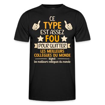 Départ Collègue de Travail Nouvel Emploi Retraite - T-shirt sport Homme - noir - Devant - AI Model Male 178 dark (178cm)