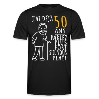 50 Ans Anniversaire Humour 50ème J'ai déjà 50 ans - T-shirt sport Homme - noir - Devant - AI Model Male 178 dark (178cm)
