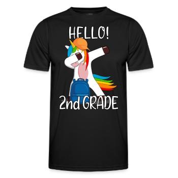 2nd grade second grader elementary school Einhorn - Men's Functional T-Shirt - black - Front - AI Model Male 178 dark (178cm)
