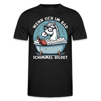 Meme Lustiger Spruch Pferd Schimmel im Bad, Fun - Männer Funktions-T-Shirt - Schwarz - Vorne - AI Model Male 178 dark (178cm)