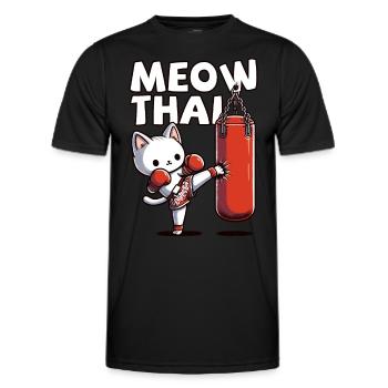 Muay Thai Boxing, Thai Boxing Kickboxen Meow Thai - Männer Funktions-T-Shirt - Schwarz - Vorne - AI Model Male 178 dark (178cm)
