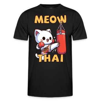 Muay Thai Boxing, Thai Boxing Kickboxen Meow Thai - Männer Funktions-T-Shirt - Schwarz - Vorne - AI Model Male 178 dark (178cm)