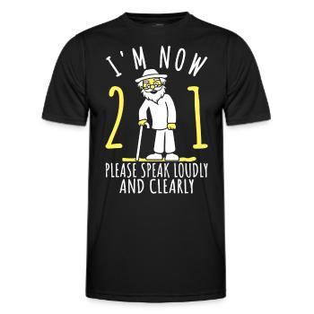21st birthday 21st 21st I am now 21 years old - Men's Functional T-Shirt - black - Front - AI Model Male 178 dark (178cm)