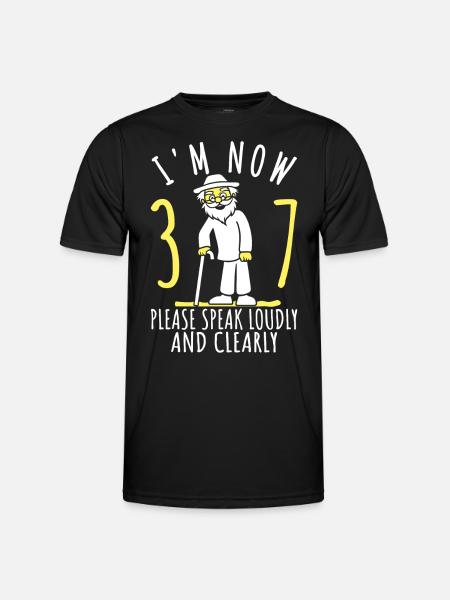 37 års fødselsdag 37 37 Jeg er 37. nu 37 år gammel - Funktionsshirt til herrer - sort