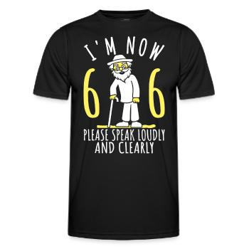 66th Birthday 66th 66th I am now 66 years old - Men's Functional T-Shirt - black - Front - AI Model Male 178 dark (178cm)