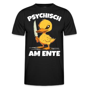 Psychisch am Ente lustiger Spruch - Männer Funktions-T-Shirt - Schwarz - Vorne - AI Model Male 178 dark (178cm)