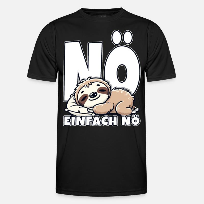 Nö einfach nö Statement Faultier Langschläfer - Männer Funktions-T-Shirt - Schwarz