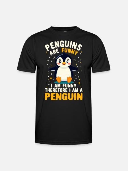 Penguin, Funny, Penguins Are Funny, Penguin - Men's Functional T-Shirt - black