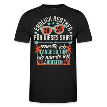 Rentner 2025 Rente Ruhestand Pension Abschied - Männer Funktions-T-Shirt - Schwarz - Vorne - AI Model Male 178 dark (178cm)