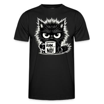 Ähm Nö, Sarkasmus & lustige Katze Tee Kaffee - Männer Funktions-T-Shirt - Schwarz - Vorne - AI Model Male 178 dark (178cm)