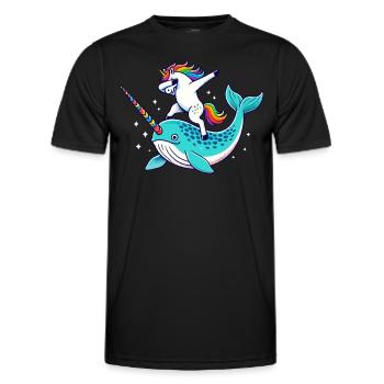 Narval, Licorne, Baleine, Créature Marine, Dabbing - T-shirt sport Homme - noir - Devant - AI Model Male 178 dark (178cm)