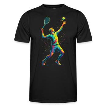 Joueur de tennis Homme - T-shirt sport Homme - noir - Devant - AI Model Male 178 dark (178cm)