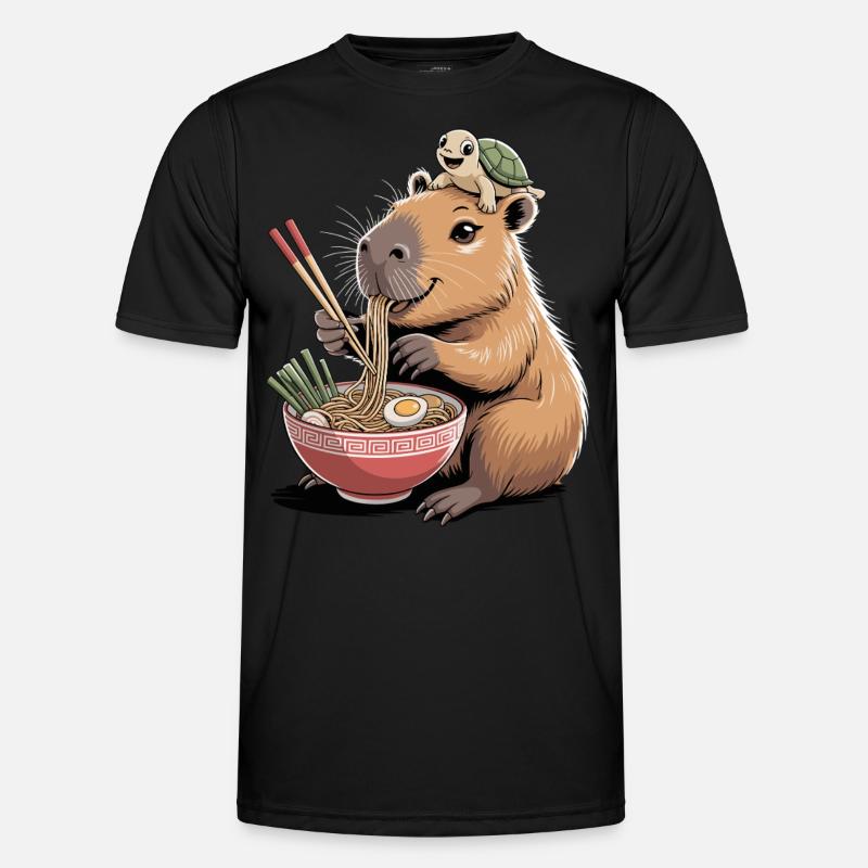 Cute capybara, ramen, turtle, capybara - Men's Functional T-Shirt - black