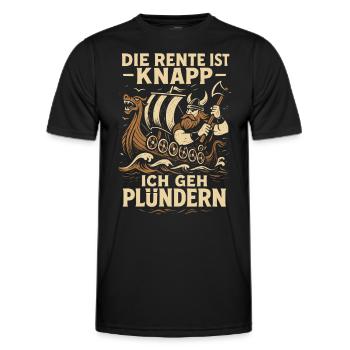Rentner Rente ist knapp ich geh plündern Wikinger - Männer Funktions-T-Shirt - Schwarz - Vorne - AI Model Male 178 dark (178cm)
