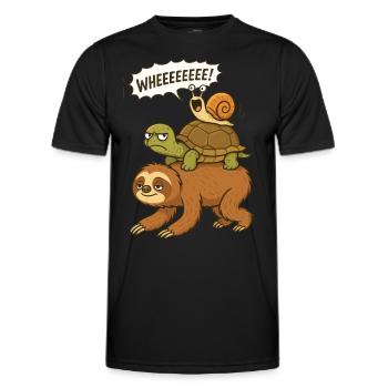 Sloth, Turtle, Snail, Funny Animals - Men's Functional T-Shirt - black - Front - AI Model Male 178 dark (178cm)