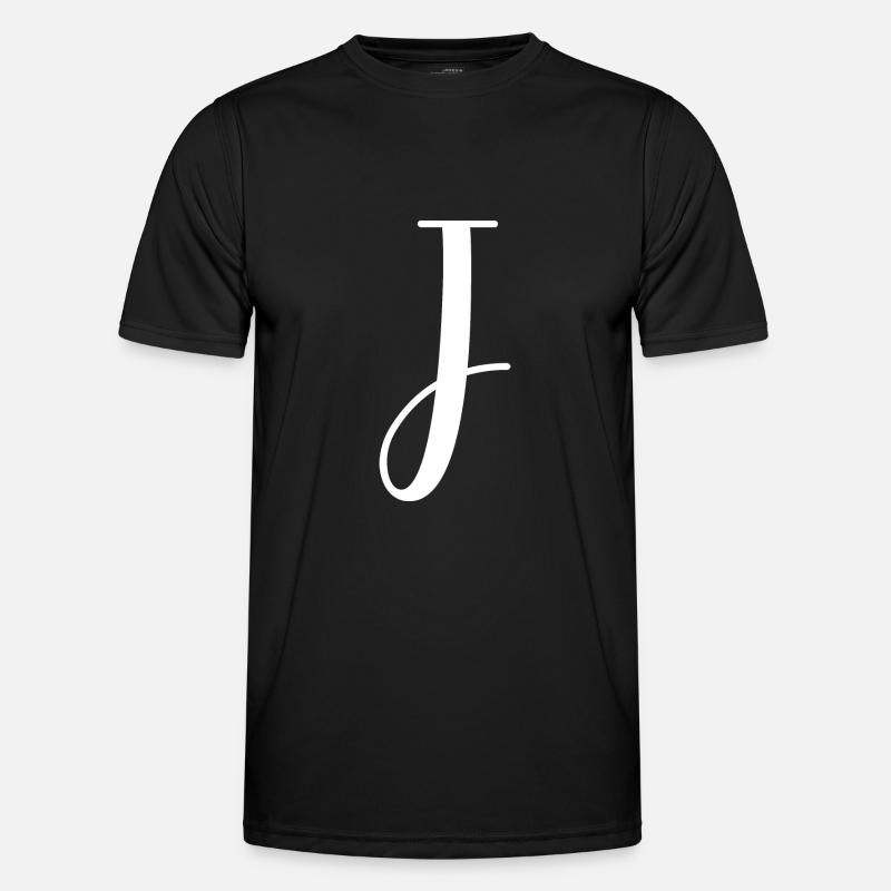 Calligraphy, initial J - Men's Functional T-Shirt - black