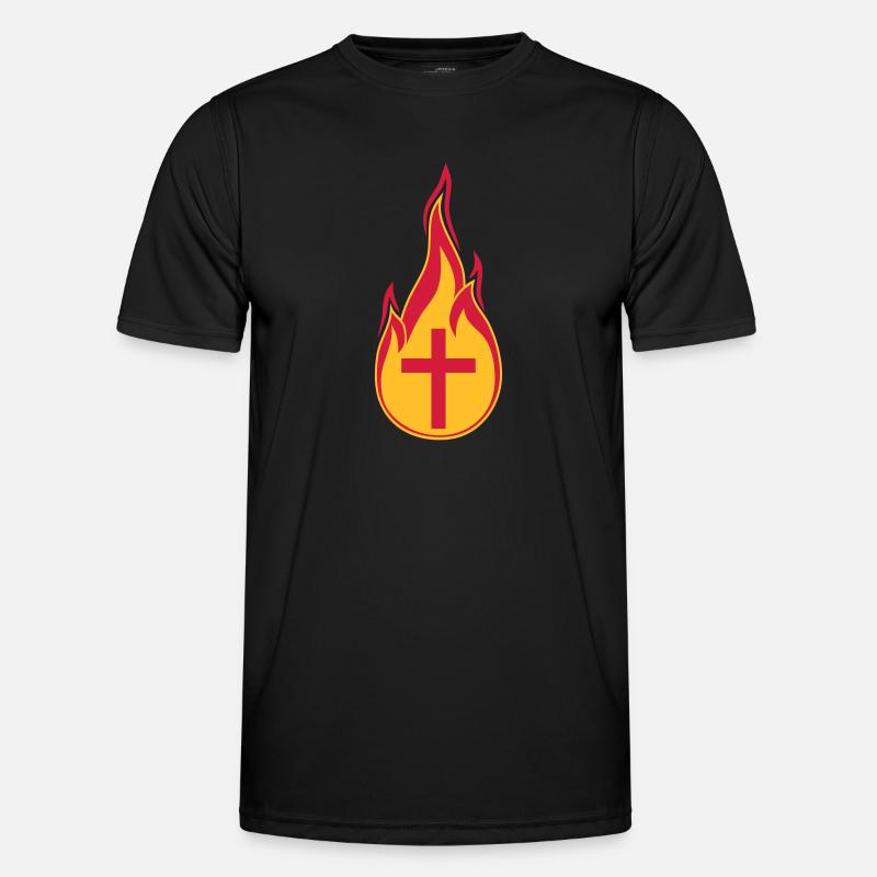 feuer flammen heiss brennen verbrannt fackel loder Männer Funktions-T-Shirt