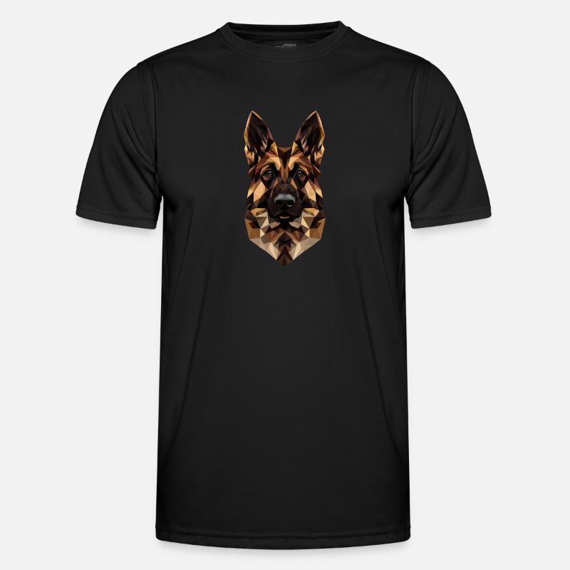 Deutscher Schäferhund Low Poly Design Männer Funktions-T-Shirt