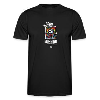 good morning - Men's Functional T-Shirt - black - Front - AI Model Male 178 dark (178cm)