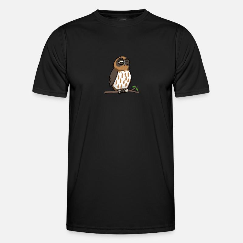 Schläfrige Eule - Männer Funktions-T-Shirt - Schwarz