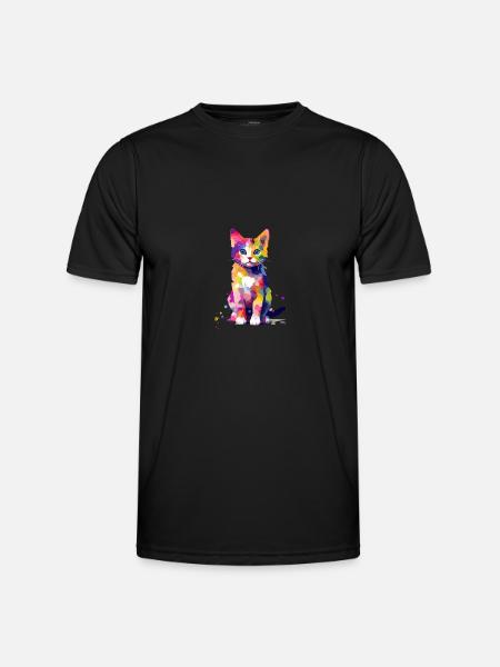 Splash of paint cat - Men's Functional T-Shirt - black