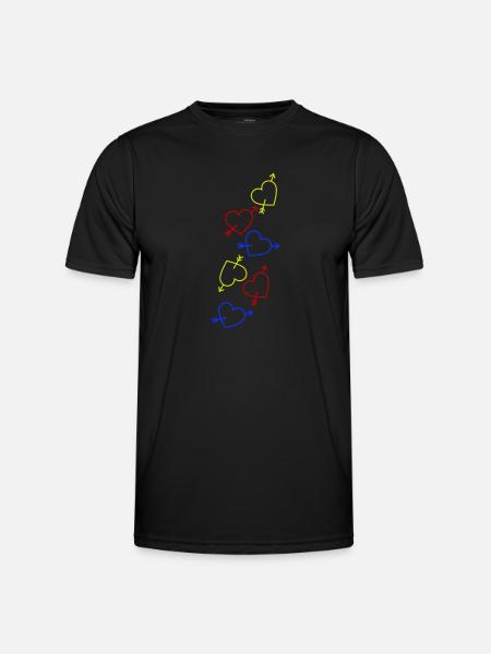 Herzen Bunt Herz - Männer Funktions-T-Shirt - Schwarz