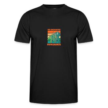Papa Père Dino Dinosaure Papasaurus - T-shirt sport Homme - noir - Devant - AI Model Male 178 dark (178cm)