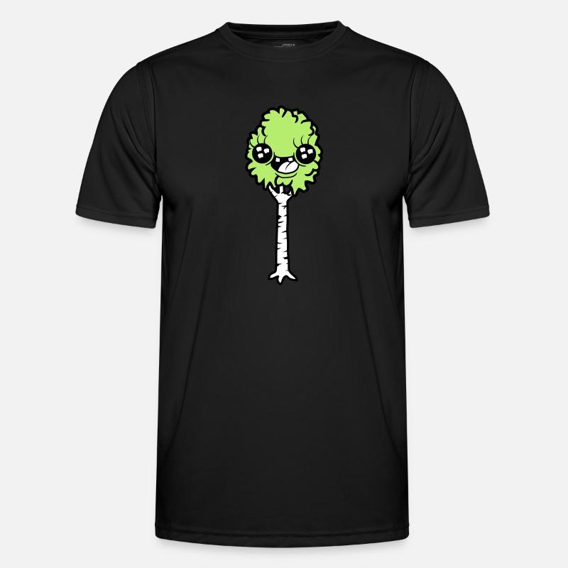 Lachende Cartoon Birke - Männer Funktions-T-Shirt - Schwarz