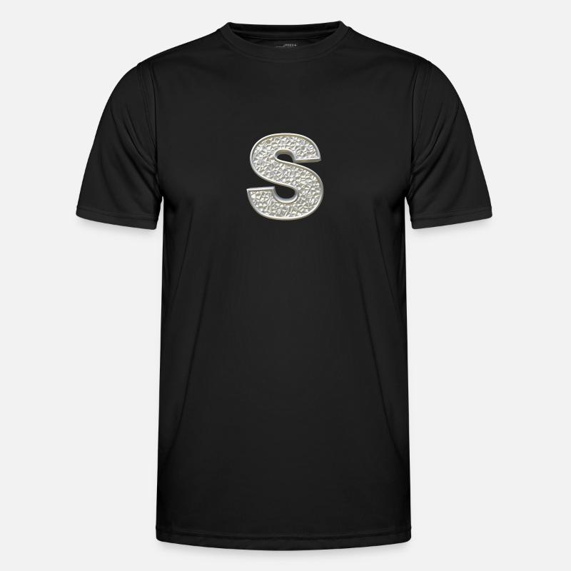 S, letter, initial, monogram, - Männer Funktions-T-Shirt - Schwarz