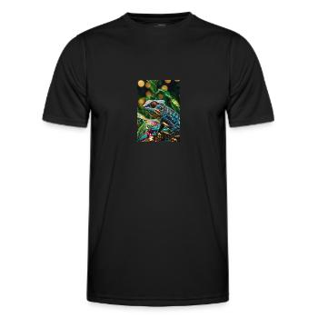 Chamäleon,bunt,pailetten,glänzend,natur - Männer Funktions-T-Shirt - Schwarz - Vorne - AI Model Male 178 dark (178cm)