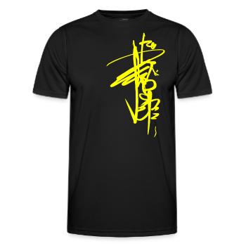 Signature - Tag / Grafitti - China Style - Men's Functional T-Shirt - black - Front - AI Model Male 178 dark (178cm)