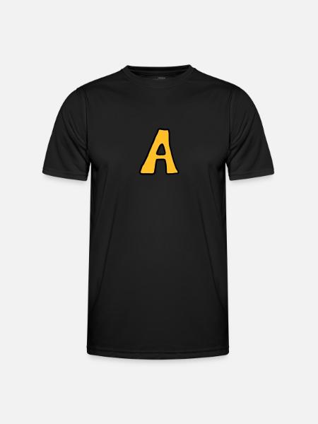 Letter A comic cartoon - Men's Functional T-Shirt - black