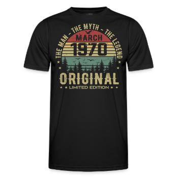 Gift for the 55th Anniversary Original March 1970 - Men's Functional T-Shirt - black - Front - AI Model Male 178 dark (178cm)