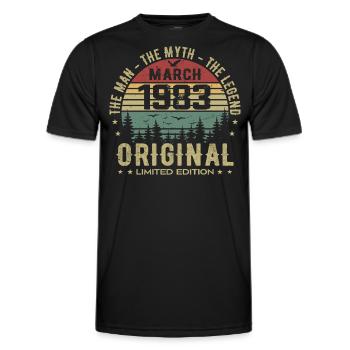 Geschenk zum 42. Jahrestag Original März 1983 - Männer Funktions-T-Shirt - Schwarz - Vorne - AI Model Male 178 dark (178cm)