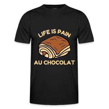 Life Is Pain Au Chocolat Humour Drôle De Vie Choco - T-shirt sport Homme - noir - Devant - AI Model Male 178 dark (178cm)