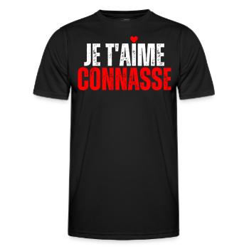 Je T'aime Conasse Humour Drôle Message D'amour - T-shirt sport Homme - noir - Devant - AI Model Male 178 dark (178cm)