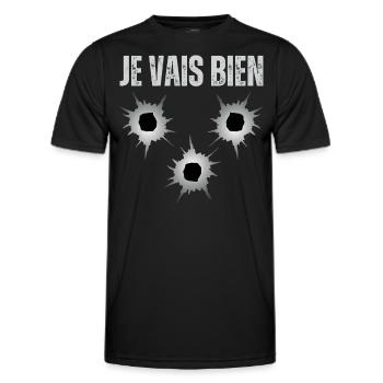 Je Vais Bien Tout Va Bien, Trou De Balles Arme Feu - T-shirt sport Homme - noir - Devant - AI Model Male 178 dark (178cm)