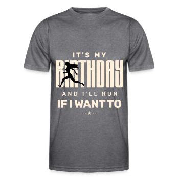 C’est mon anniversaire et je me présenterai si je veux - T-shirt sport Homme - mélange sombre  - Devant - AI Model Male 178 dark (178cm)