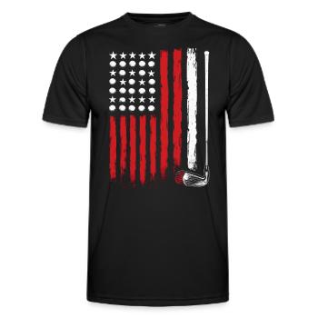 Amerikanische Flagge Golf Golfer Lustiger Golf Club Golfen - Männer Funktions-T-Shirt - Schwarz - Vorne - AI Model Male 178 dark (178cm)