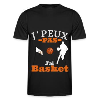 J'PEUX PAS , J'AI BASKET. - T-shirt sport Homme - noir - Devant - AI Model Male 178 dark (178cm)
