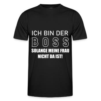 Ich bin der Boss solange meine Frau nicht da ist - Männer Funktions-T-Shirt - Schwarz - Vorne - AI Model Male 178 dark (178cm)