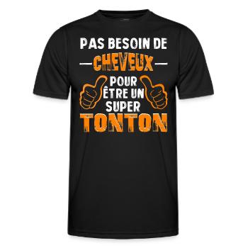 PAS BESOIN DE CHEVEUX POUR ÊTRE UN SUPER TONTON - T-shirt sport Homme - noir - Devant - AI Model Male 178 dark (178cm)