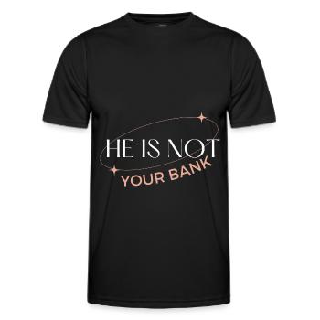 Lustige Aussage, dass er nicht deine Bank ist - Männer Funktions-T-Shirt - Schwarz - Vorne - AI Model Male 178 dark (178cm)