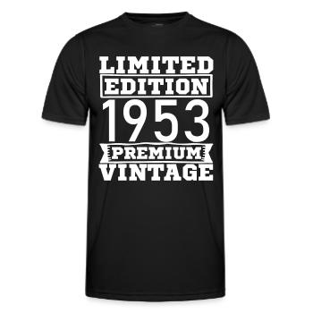 Vintage Limited Edition 70 Years Born in 1953 - Men's Functional T-Shirt - black - Front - AI Model Male 178 dark (178cm)