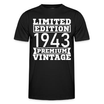 Vintage Edition Limitée 80 ans née en 1943 - T-shirt sport Homme - noir - Devant - AI Model Male 178 dark (178cm)
