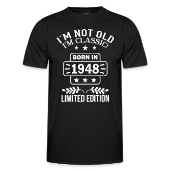 Born in 1948 Birthday 75 Years not old I'm Classic - Men's Functional T-Shirt - black - Front - AI Model Male 178 dark (178cm)