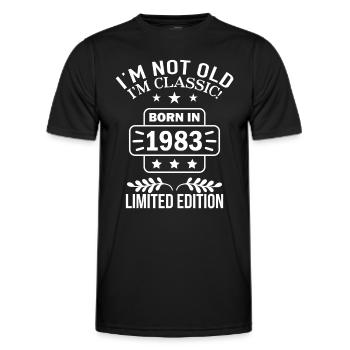 Né en 1983 Anniversaire 40 ans pas vieux Je suis Classic - T-shirt sport Homme - noir - Devant - AI Model Male 178 dark (178cm)